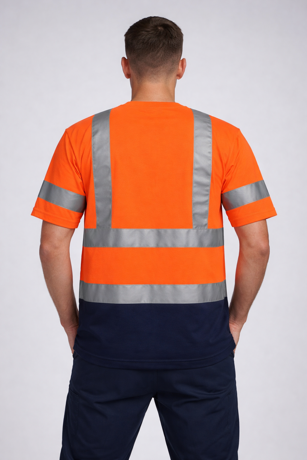 Bright Safe T-shirt - Orange/Navy Blue