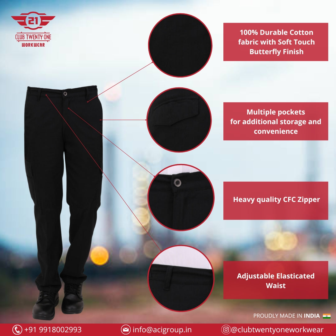 Multi Cargo Trouser- Black