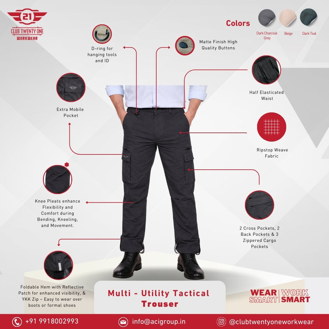 Multi Utility Tactical Trouser - Dark Charcoal Grey