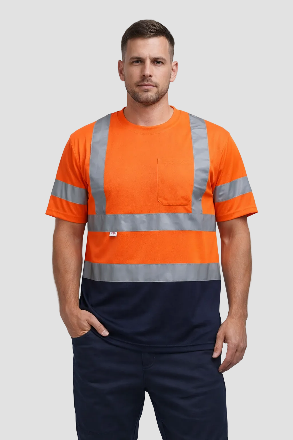 Bright Safe T-shirt - Orange/Navy Blue