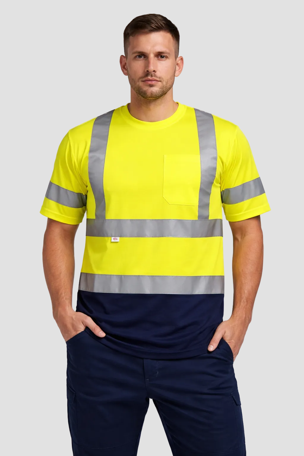 Bright Safe T-shirt - Yellow/Navy Blue