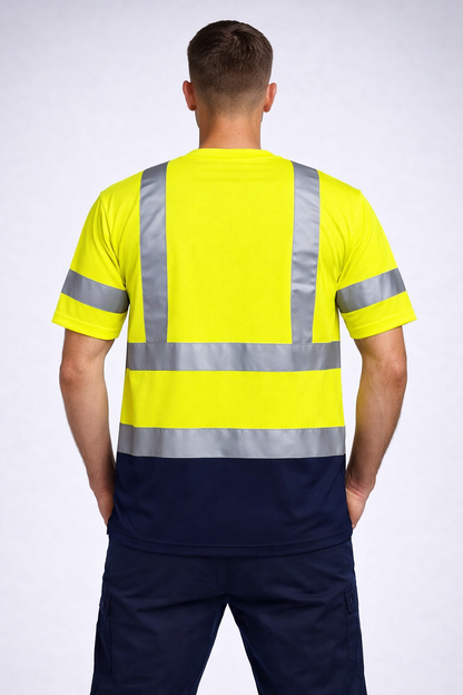 Bright Safe T-shirt - Yellow/Navy Blue