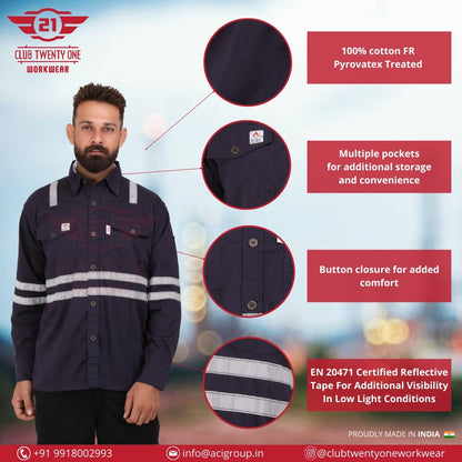 Port Flame Shirt - Navy Blue